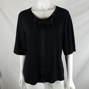 St. John Jersey T-Shirt  Top with Sequin Bow !